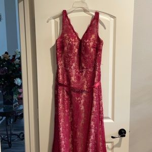 Long red gown